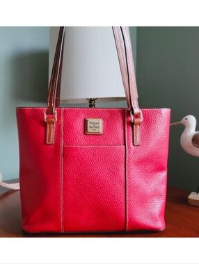 Dooney & Bourke Small Lexington Red Pebble Grain Leather Tote Bag Purse